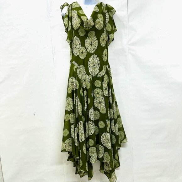 RB Collection New York dress , casual or beach wear olive Floral zipper(22) - Picture 10 of 10